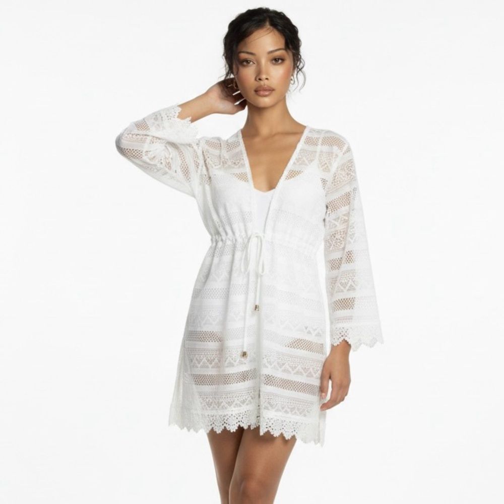 Club Z Collection White Lace  Swim Cover Up. Size Small.